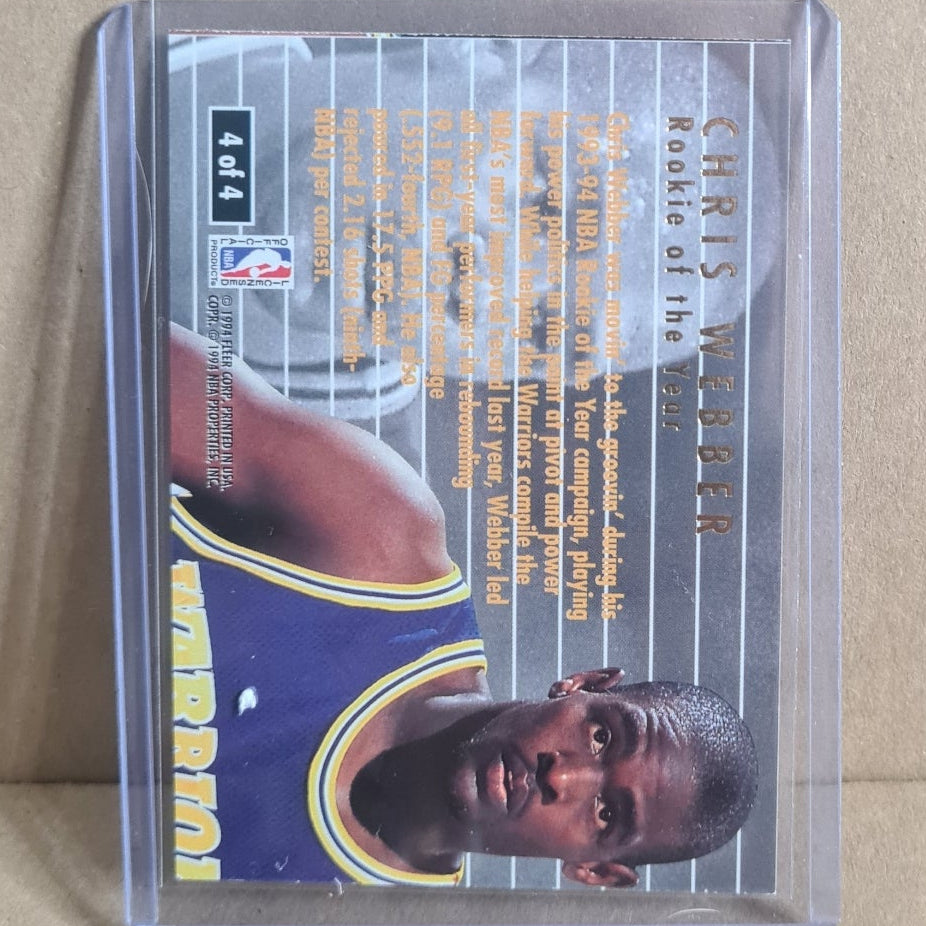 Chris Webber 1994 Fleer Ultra 94-95 award winners 4 of 4 NBA Basketball Golden State Warriors Excellent Sleeved