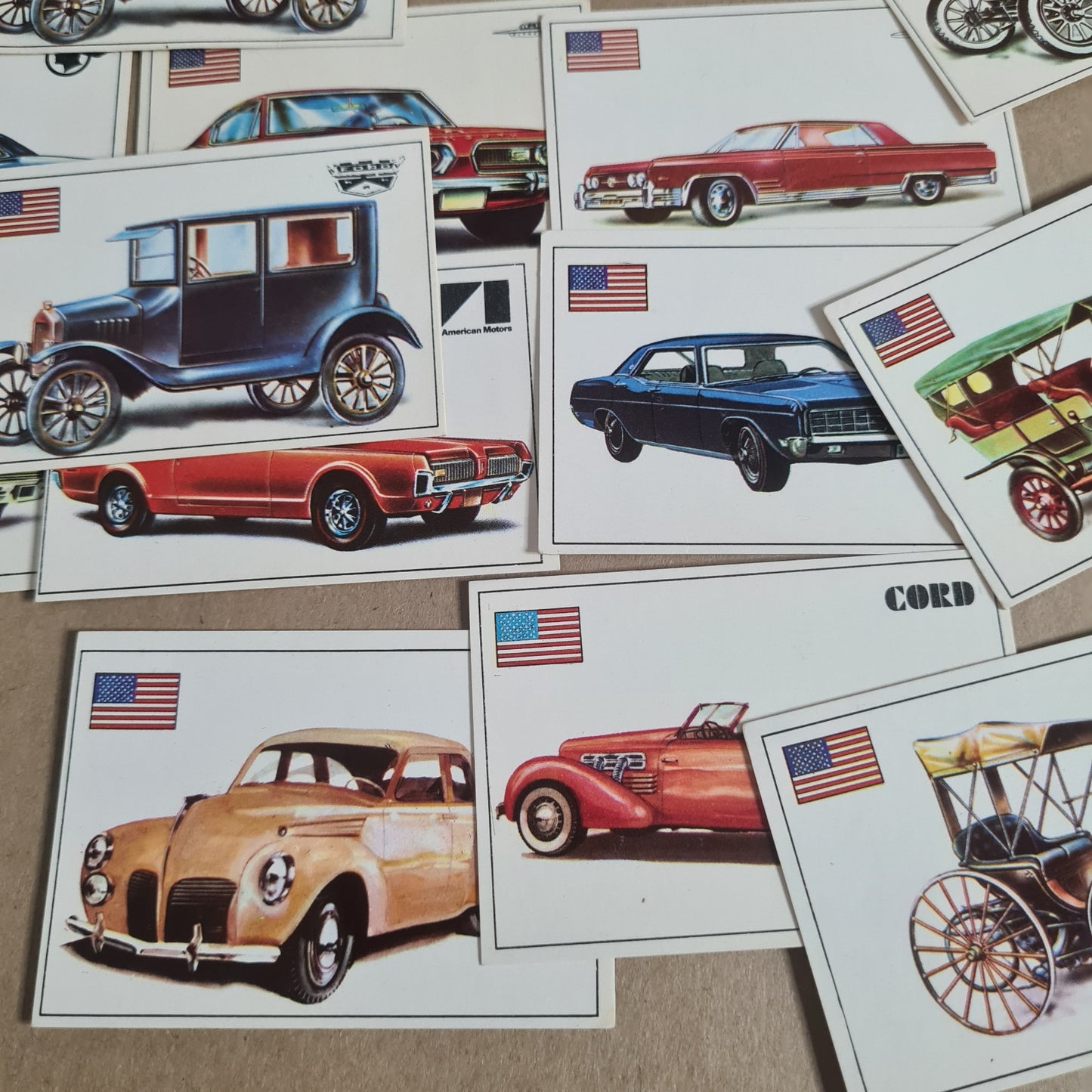 Famous Cars by Top Sellers LTD Trading cards 70's "American makes" bundle x20