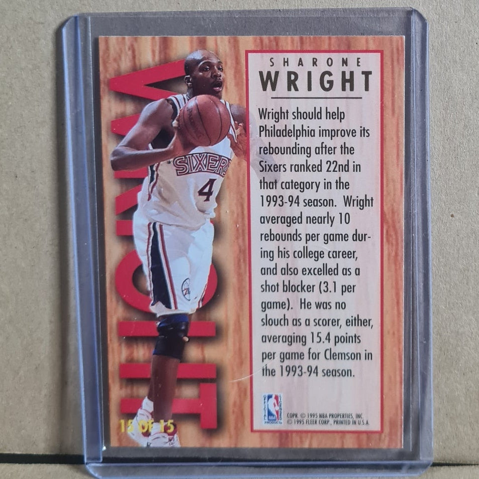 Sharone Wright 1995 Fleer Ultra 94-95 All-Rookie RC 15 of 15 NBA Philadelphia 76ers Excellent 
