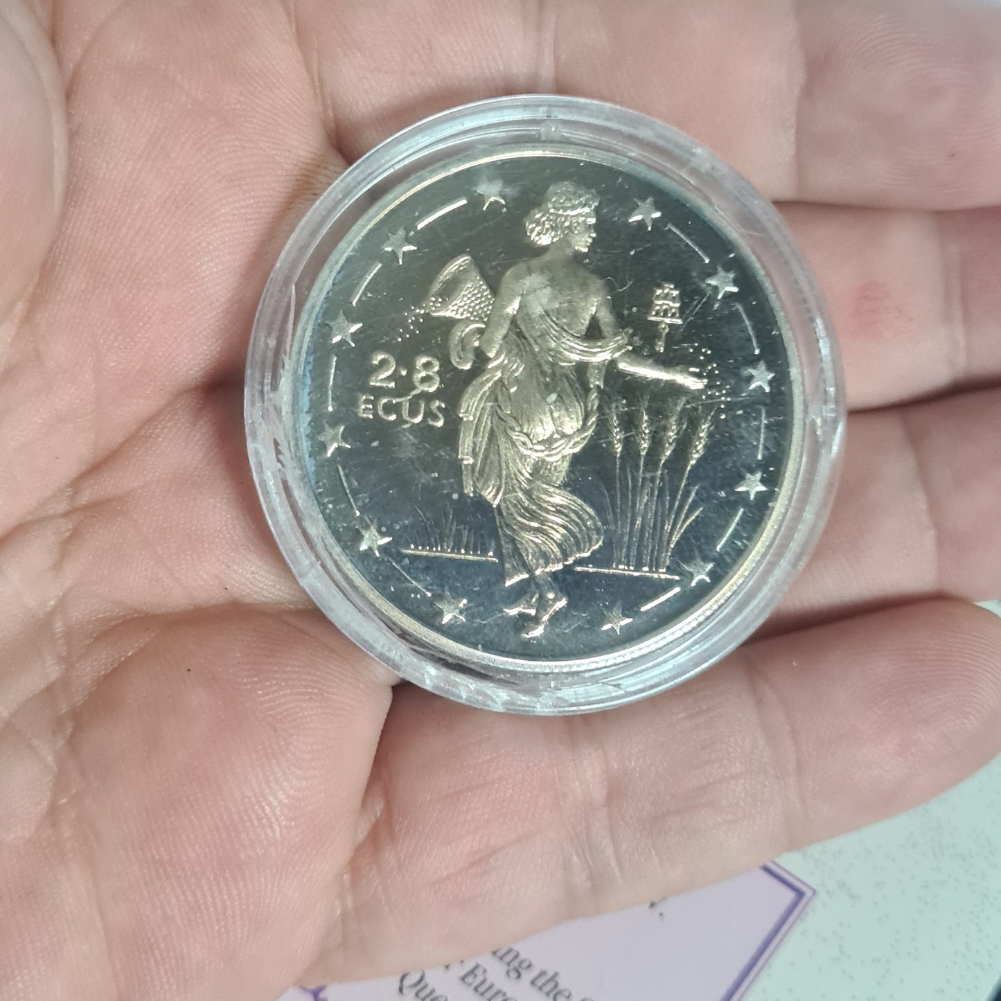 ECU Sowing the seed for Europe coin and paperwork  + 1996 ecu five pounds coin