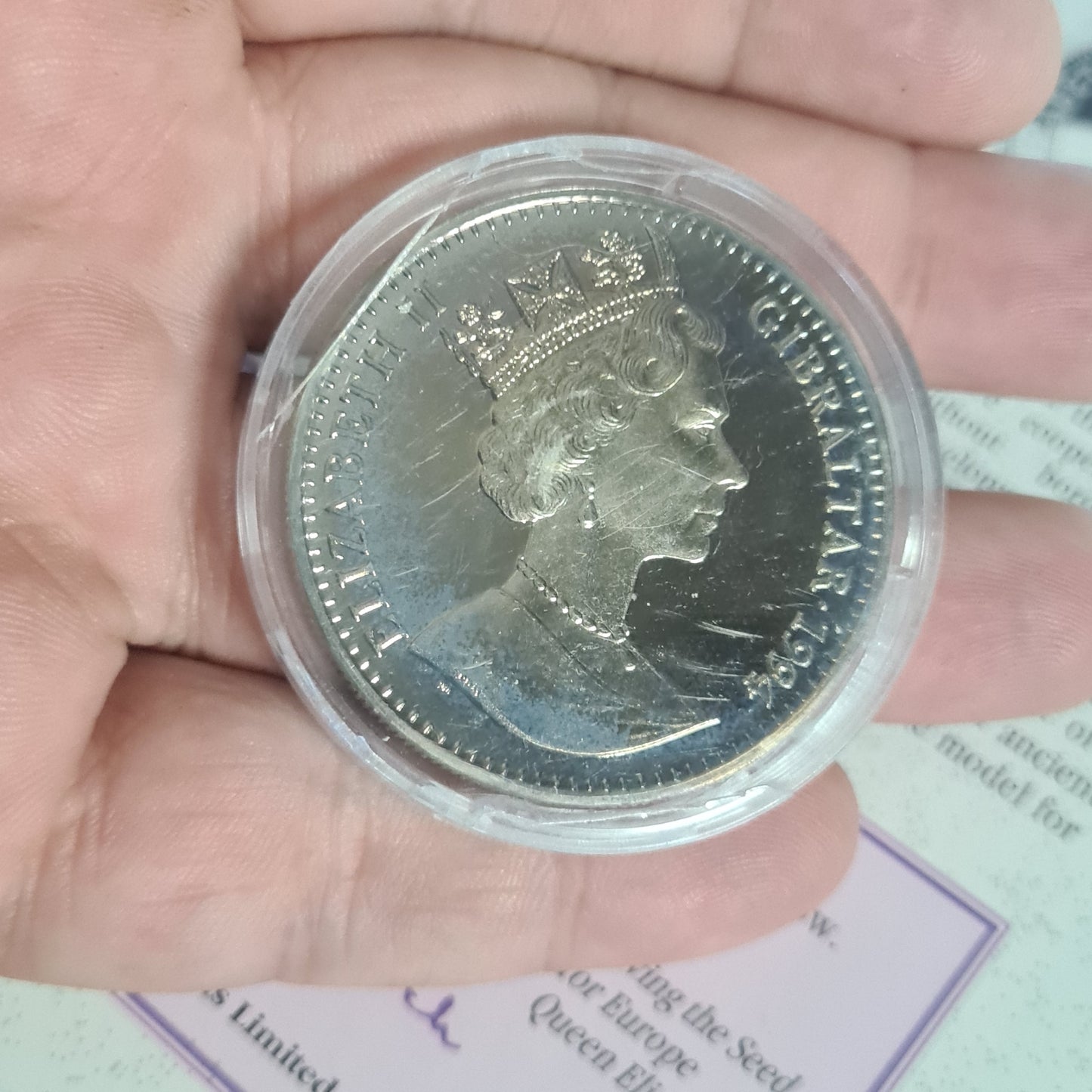 ECU Sowing the seed for Europe coin and paperwork  + 1996 ecu five pounds coin