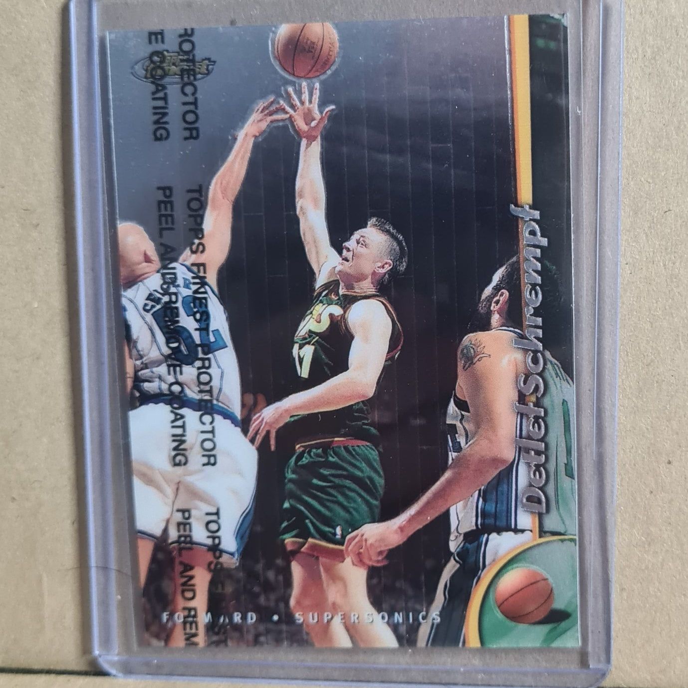 Detlef Schrempf Topps Finest 1998 #92 NBA Basketball Seattle Supersonics Ex- sleeved