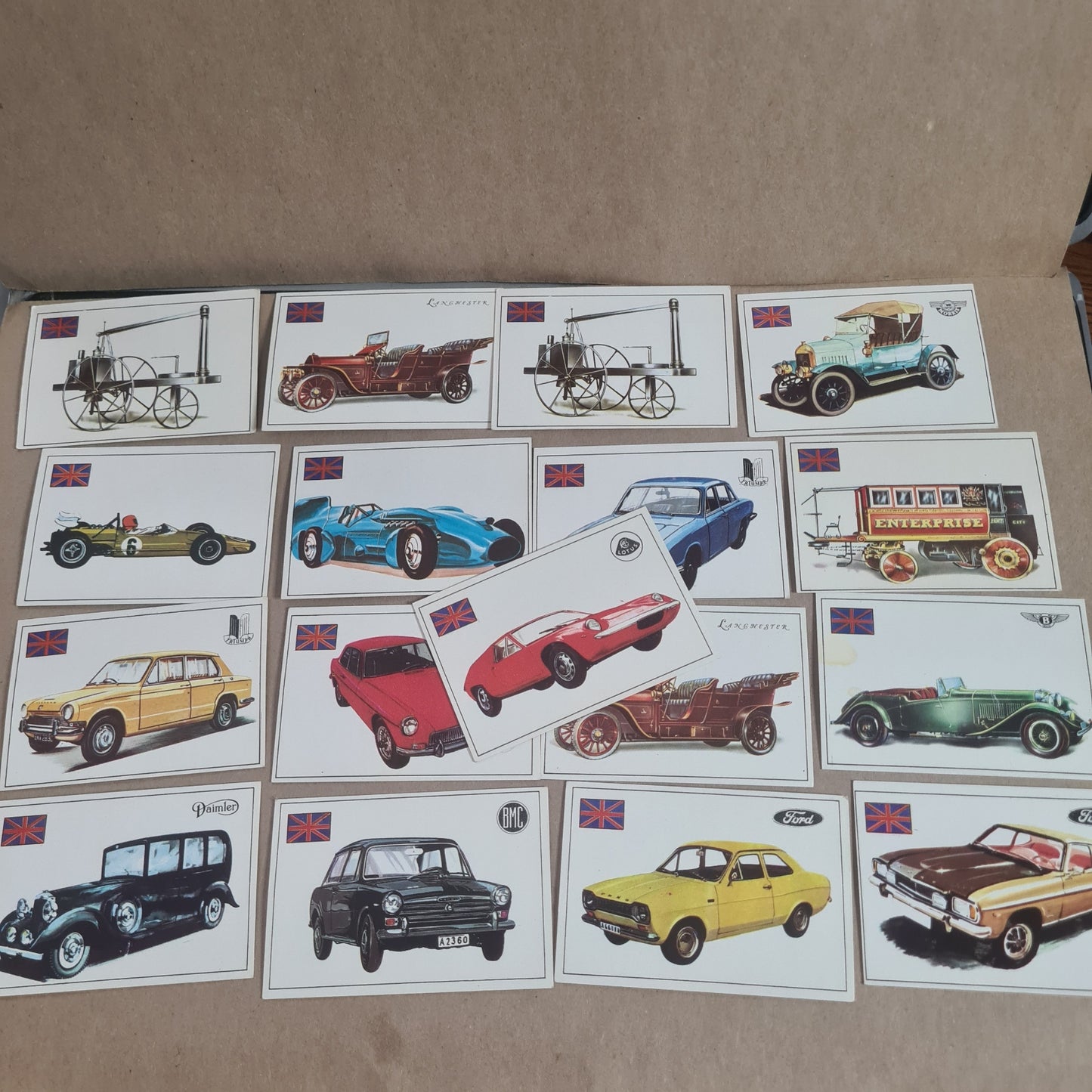 Famous Cars by Top Sellers LTD Trading cards 70's "British makes" bundle x17