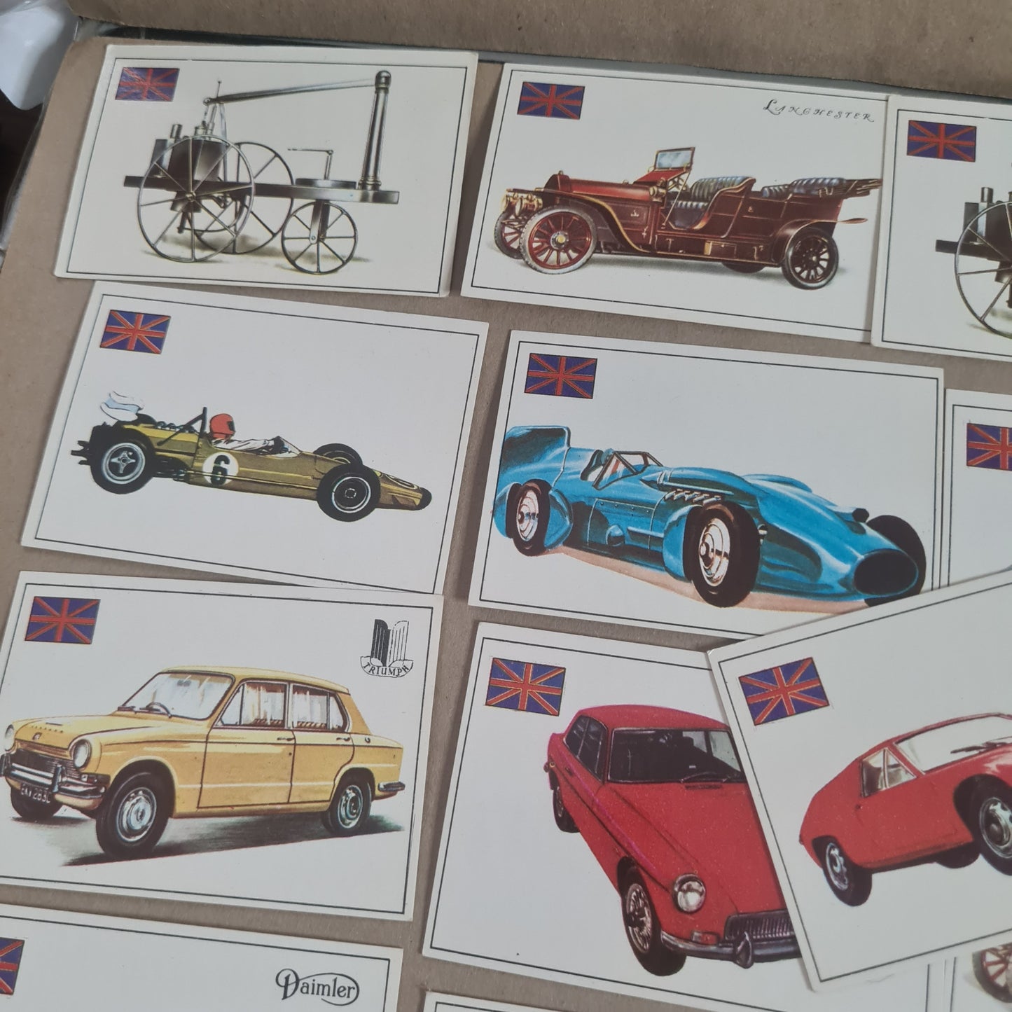Famous Cars by Top Sellers LTD Trading cards 70's "British makes" bundle x17