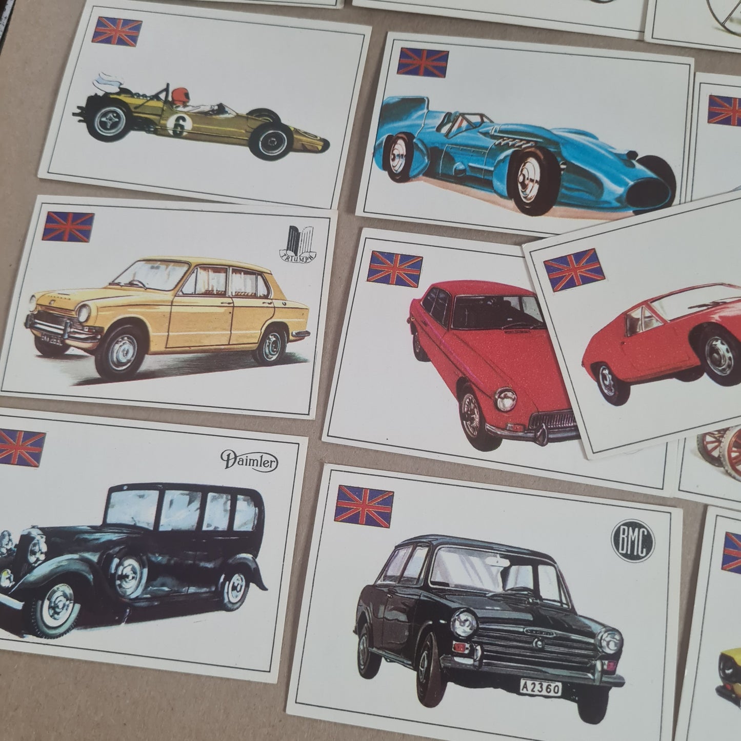 Famous Cars by Top Sellers LTD Trading cards 70's "British makes" bundle x17
