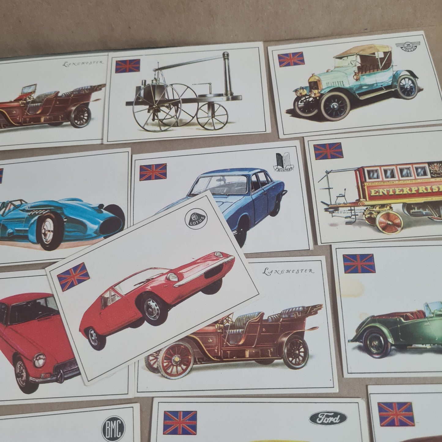 Famous Cars by Top Sellers LTD Trading cards 70's "British makes" bundle x17