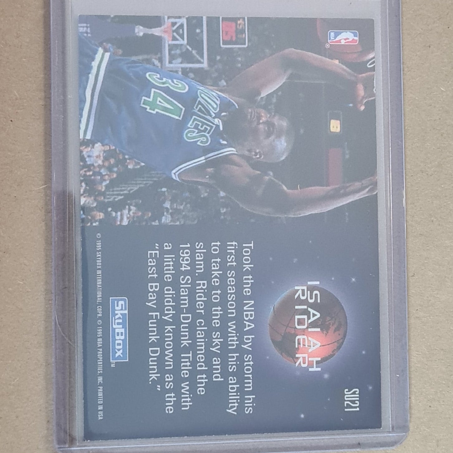 Isaiah Rider Skybox 1995 Slammin Universe #21 NBA Basketball Minnesota Timberwolves Ex- sleeved