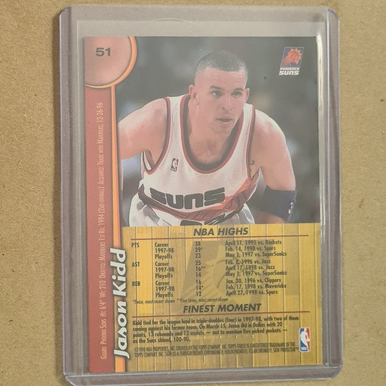 Jason Kidd  Topps Finest 1998 #51 NBA Basketball Phoenix Suns Ex- sleeved