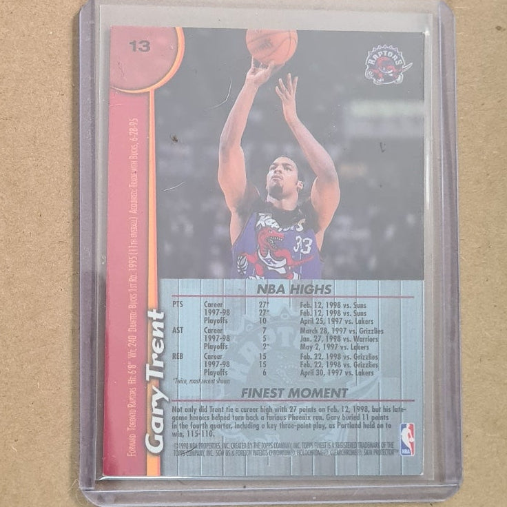 Gary Trent Topps Finest 1998 #13 NBA Basketball Toronto Raptors Ex- sleeved