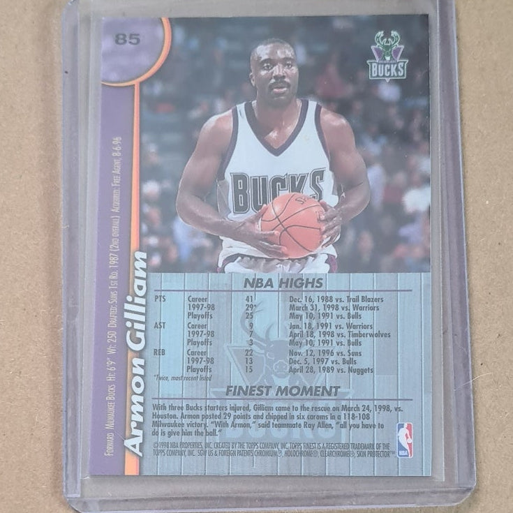 Armon Gillian Topps Finest 1998 #85 NBA Basketball Milwaukee Bucks Ex- sleeved
