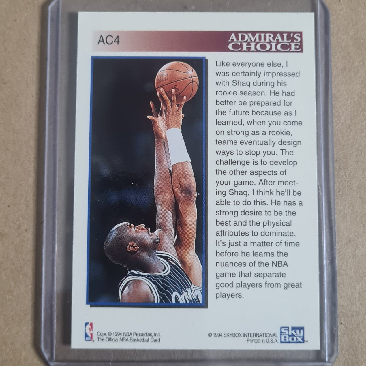 Shaquille O'Neal Skybox NBA Hoops admirals choice AC4 NBA Orlando Magic Bulls v-excellent