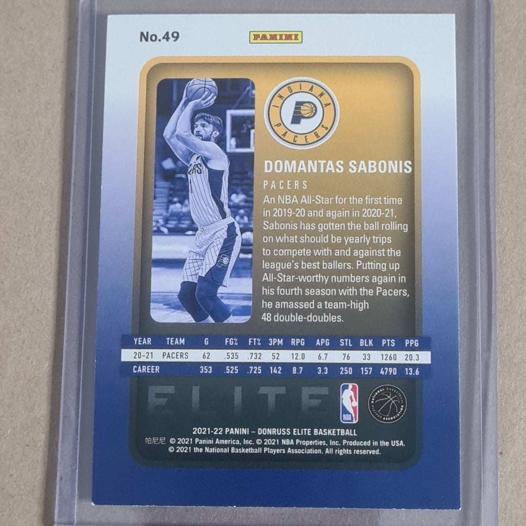 Domantas Sabonis 2021-22 Panini Donrus Elite #49 NBA Basketball Indiana Pacers good+