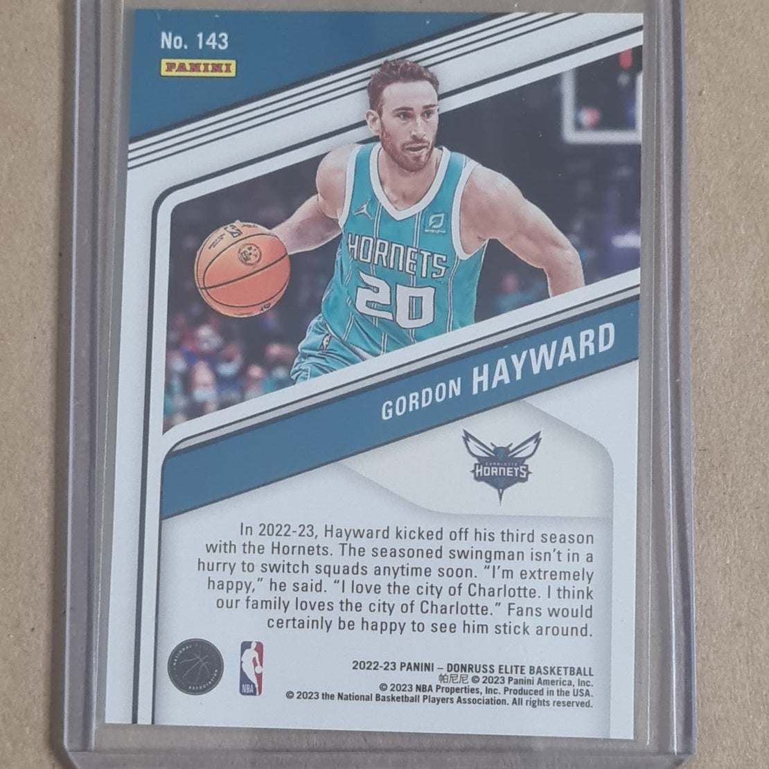 Gordon Hayward 2022-23  Panini Donruss Eliye 78/99 numbered #143 NBA Basketball Charlotte Hornets Excellent+ Sleeved