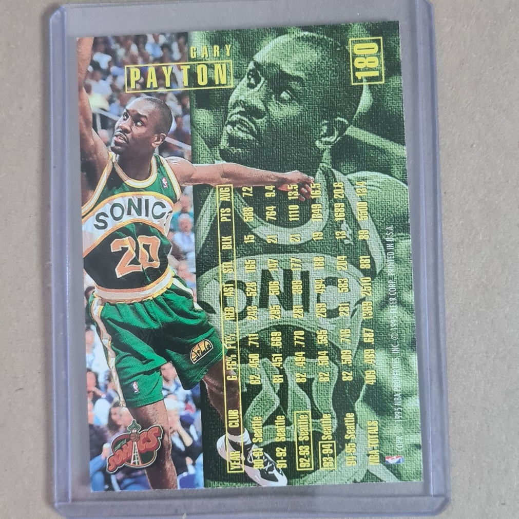 Gary Payton 1995 Fleer 95-96 #180 NBA Basketball card Seattle super sonics Excellent