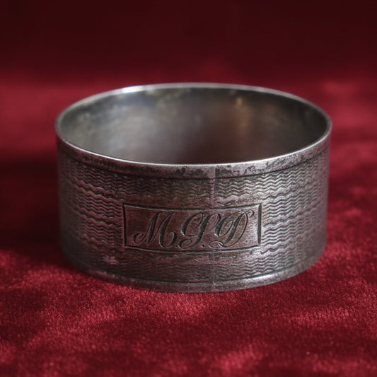 Antique silver 925 sterling hallmarked monographed napkin ring birmingham assay 18g