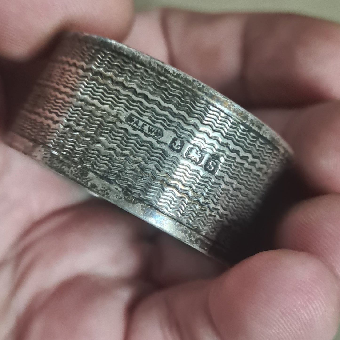 Antique silver 925 sterling hallmarked monographed napkin ring birmingham assay 18g