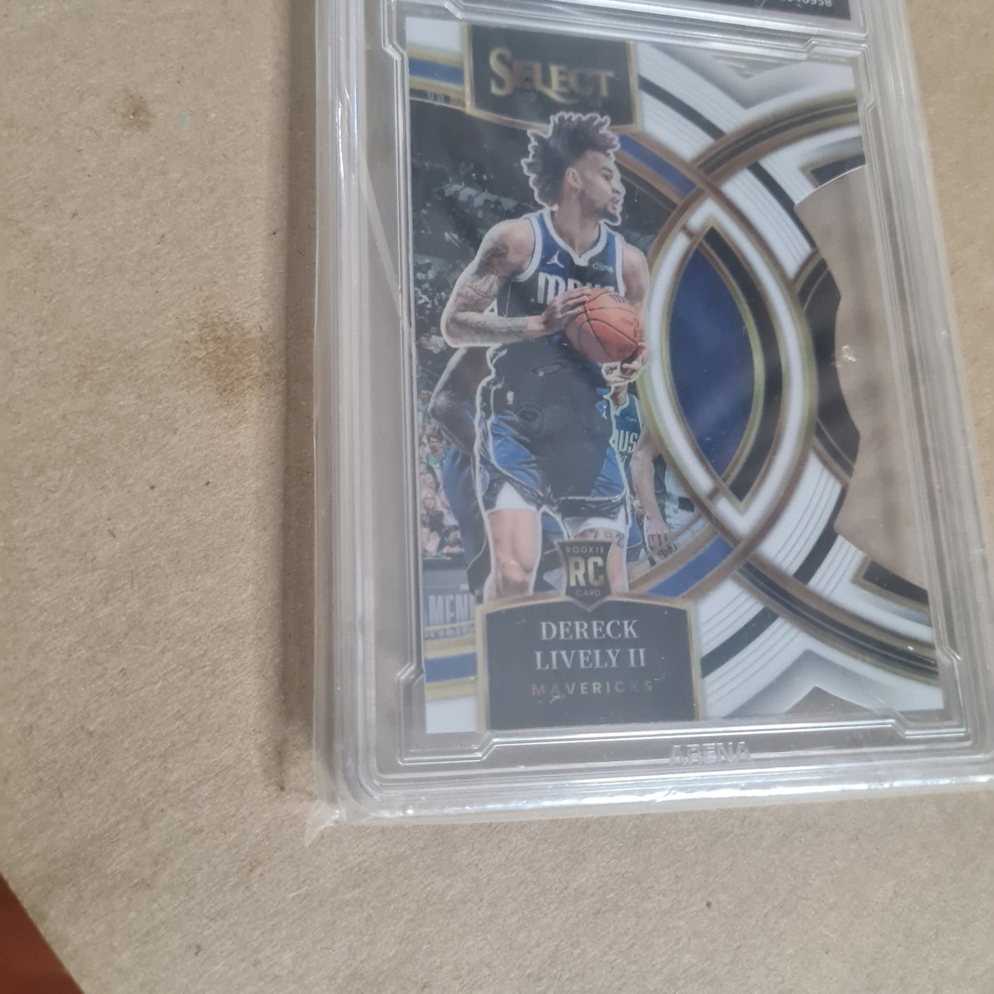 Dereck Lively II 2023-24 Panini select die-cut white prizm Rookie RC #111 Basketball Dallas Mavericks 9.5 Arena graded slab