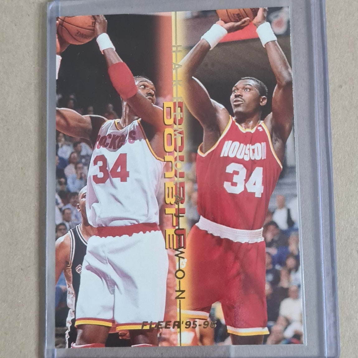 Hakeem Olajuwon 1995 Fleer 95-96 Double Double 9 of 12 NBA Basketball card Houston Rockets ex/nr mint