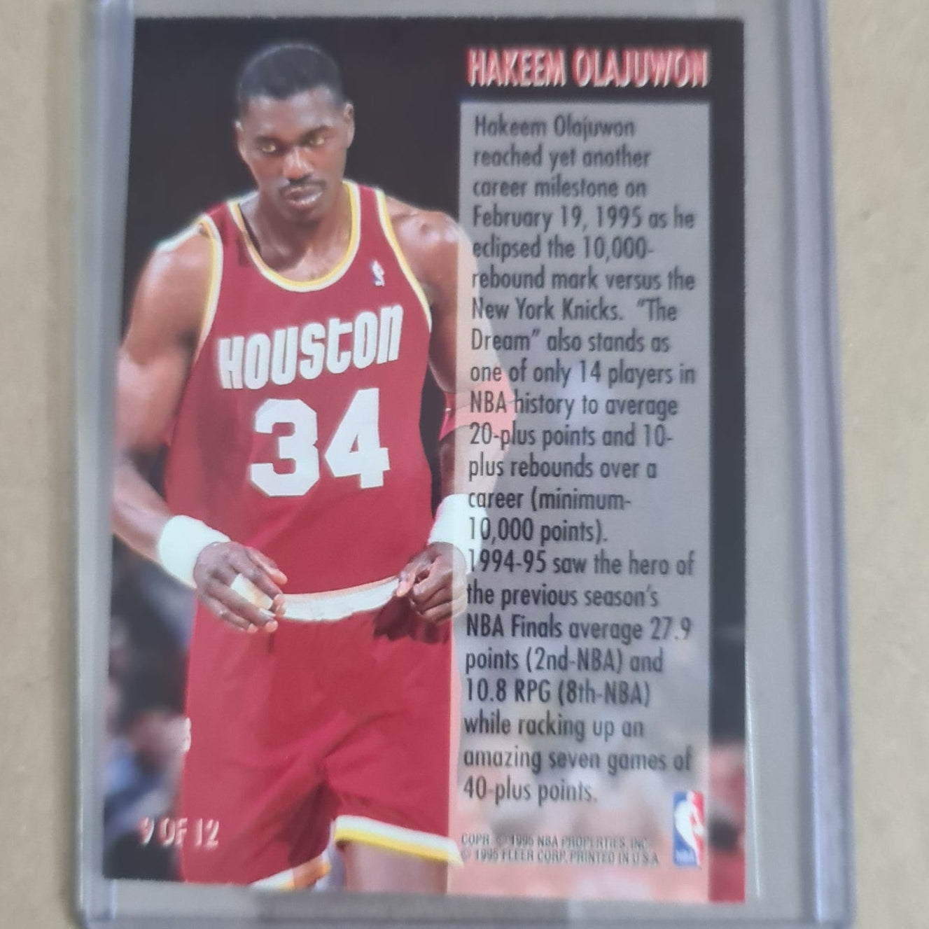 Hakeem Olajuwon 1995 Fleer 95-96 Double Double 9 of 12 NBA Basketball card Houston Rockets ex/nr mint