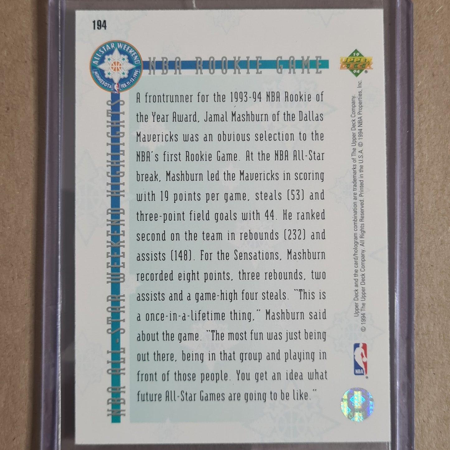 Chris Webber 1994 Upper-Deck all star rookie #186 NBA Basketball card Excellent