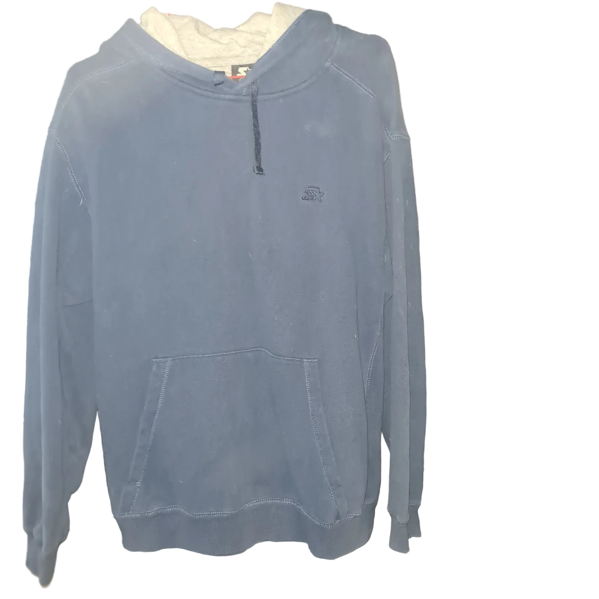 Plain Starter Size Medium retro Hoodie jumper pre-loved good Navy blue