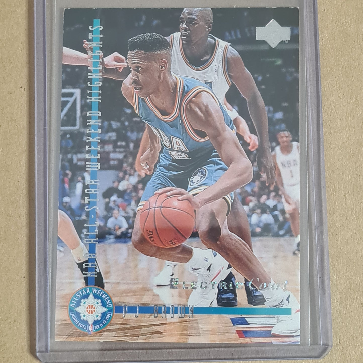PJ Brown 1994 Upper-Deck all star Electric Court #190 NBA Basketball card fair some wear