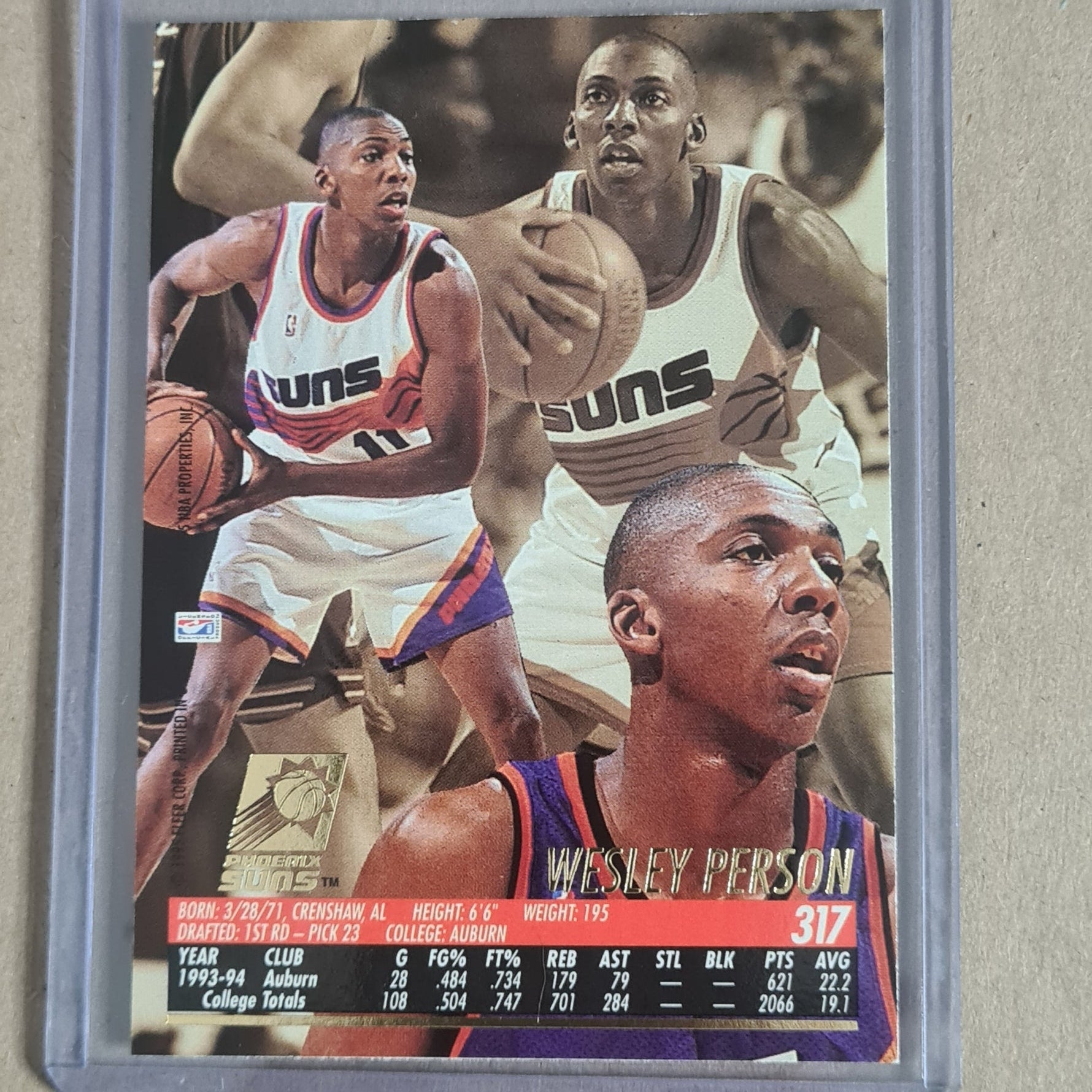 Wesley Person 1994 Fleer Ultra Rookie #317 NBA Basketball Phoenix Suns excellent