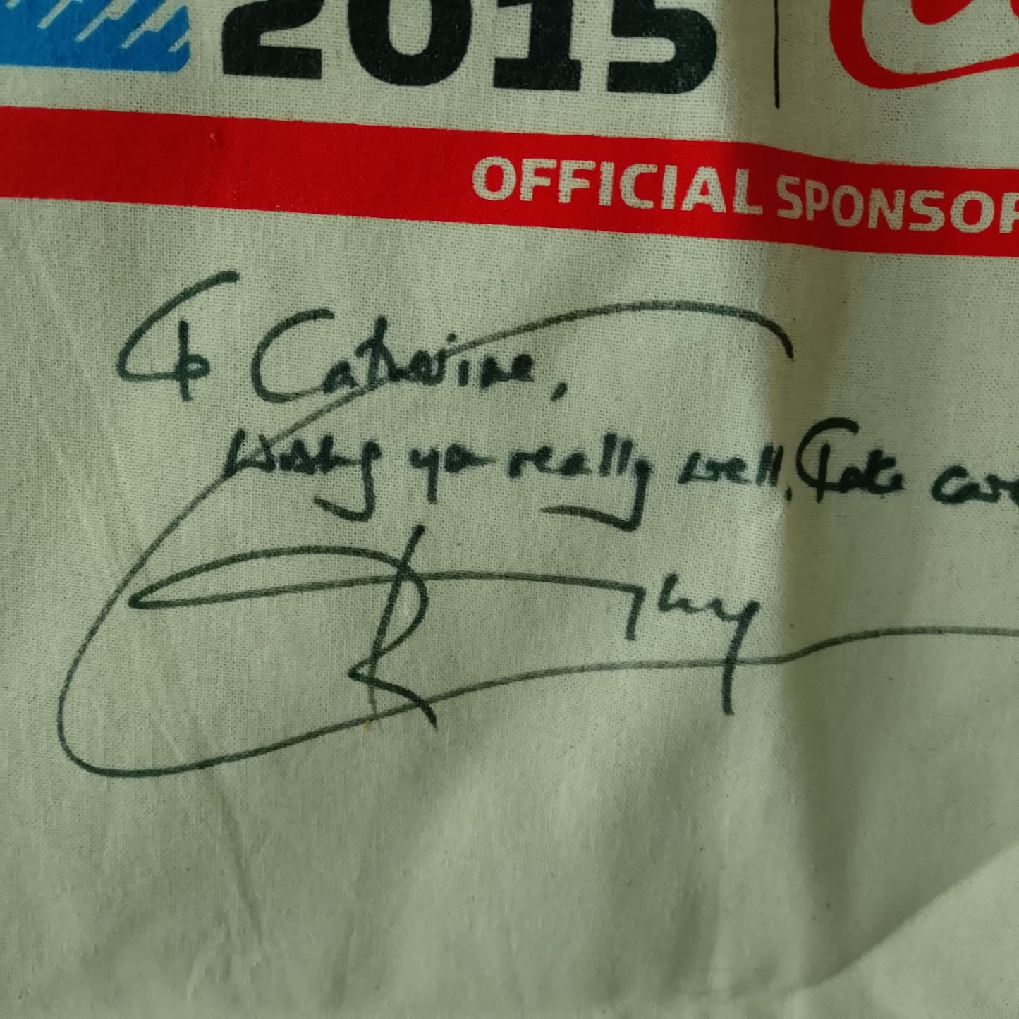 2015 Rugby World cup Coca-Cola sponsored tote bag, signed jonny Wilkinson autograph vgc