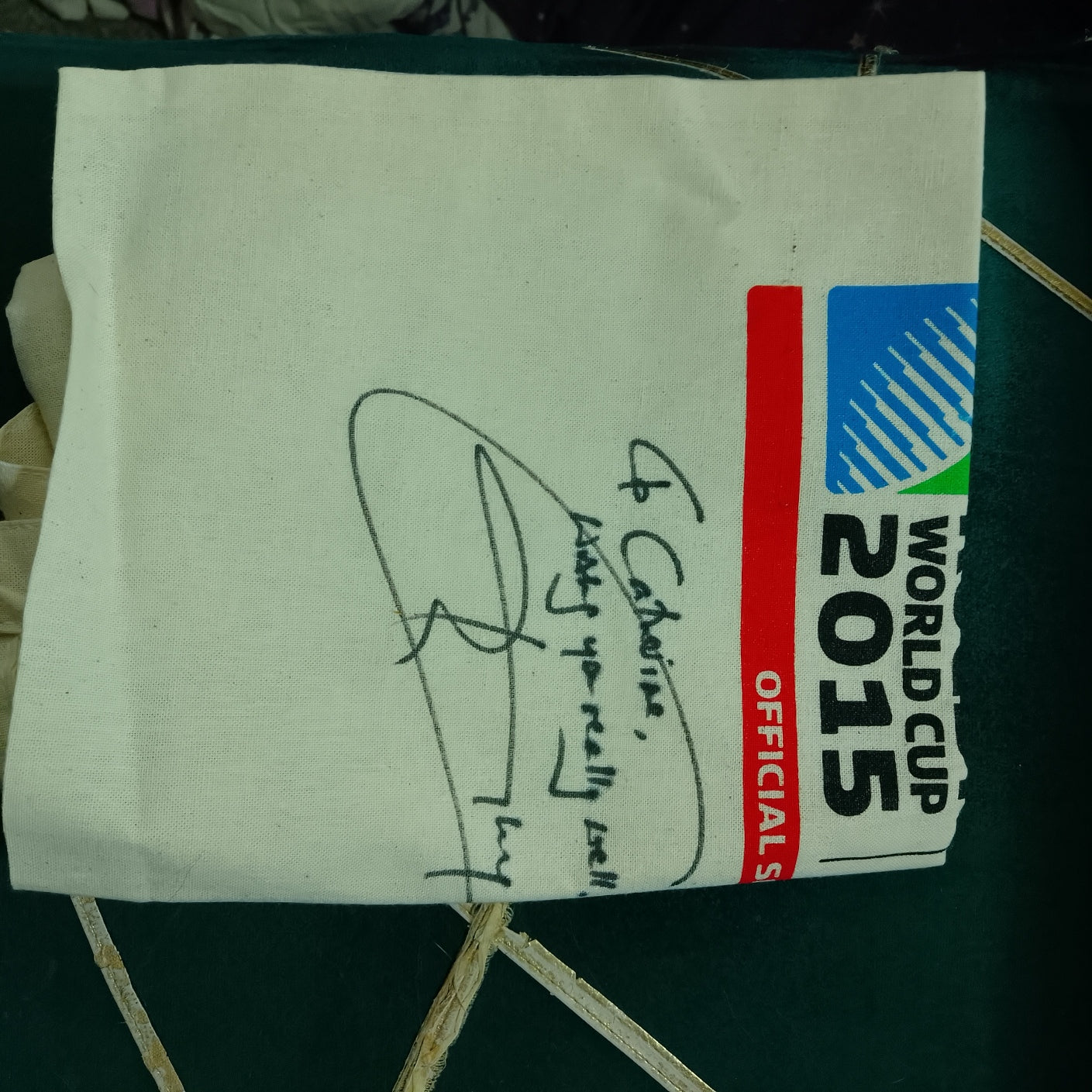 2015 Rugby World cup Coca-Cola sponsored tote bag, signed jonny Wilkinson autograph vgc
