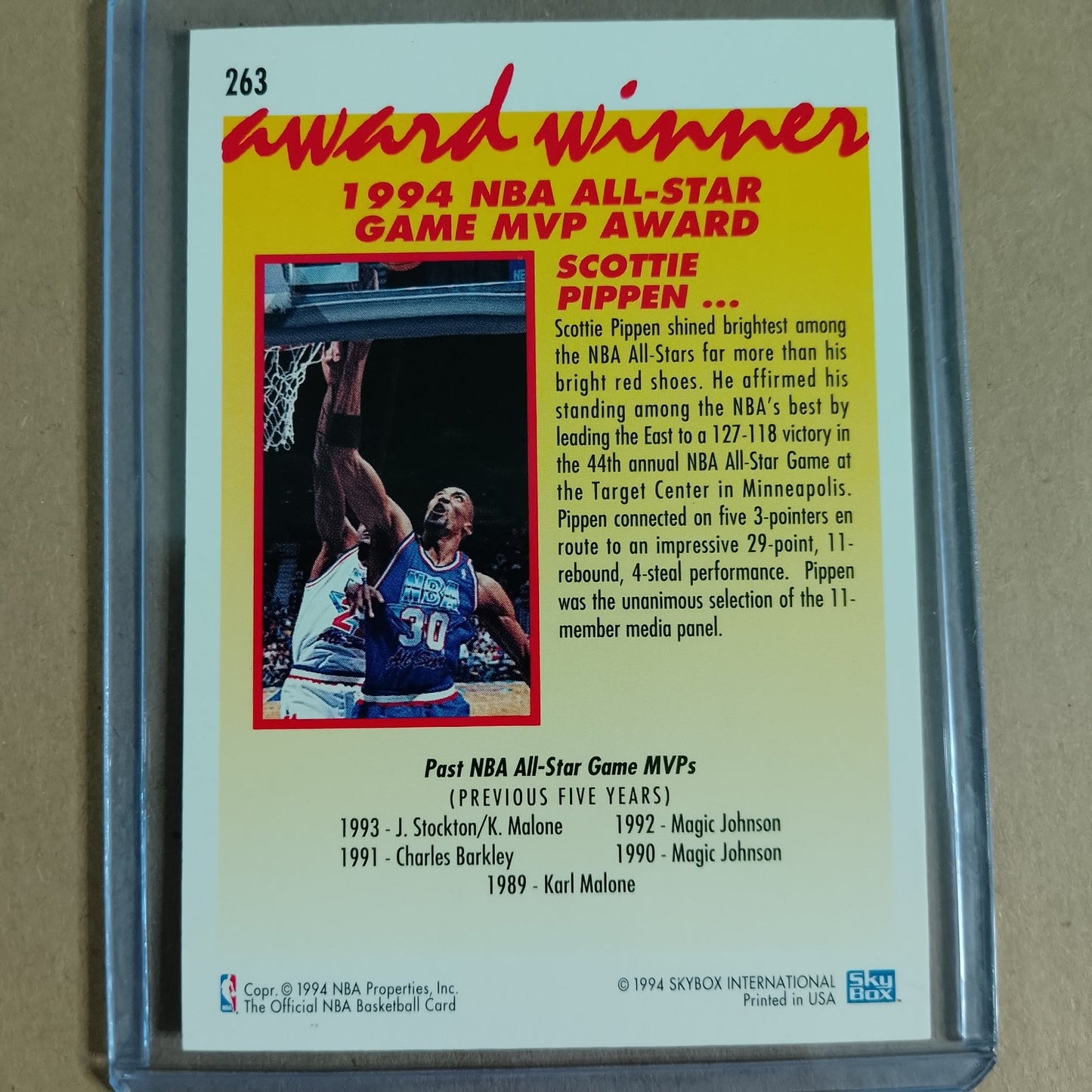 Scottie Pippen 1994 Skybox NBA Hoops all-star MVP #263 NBA Basketball good +