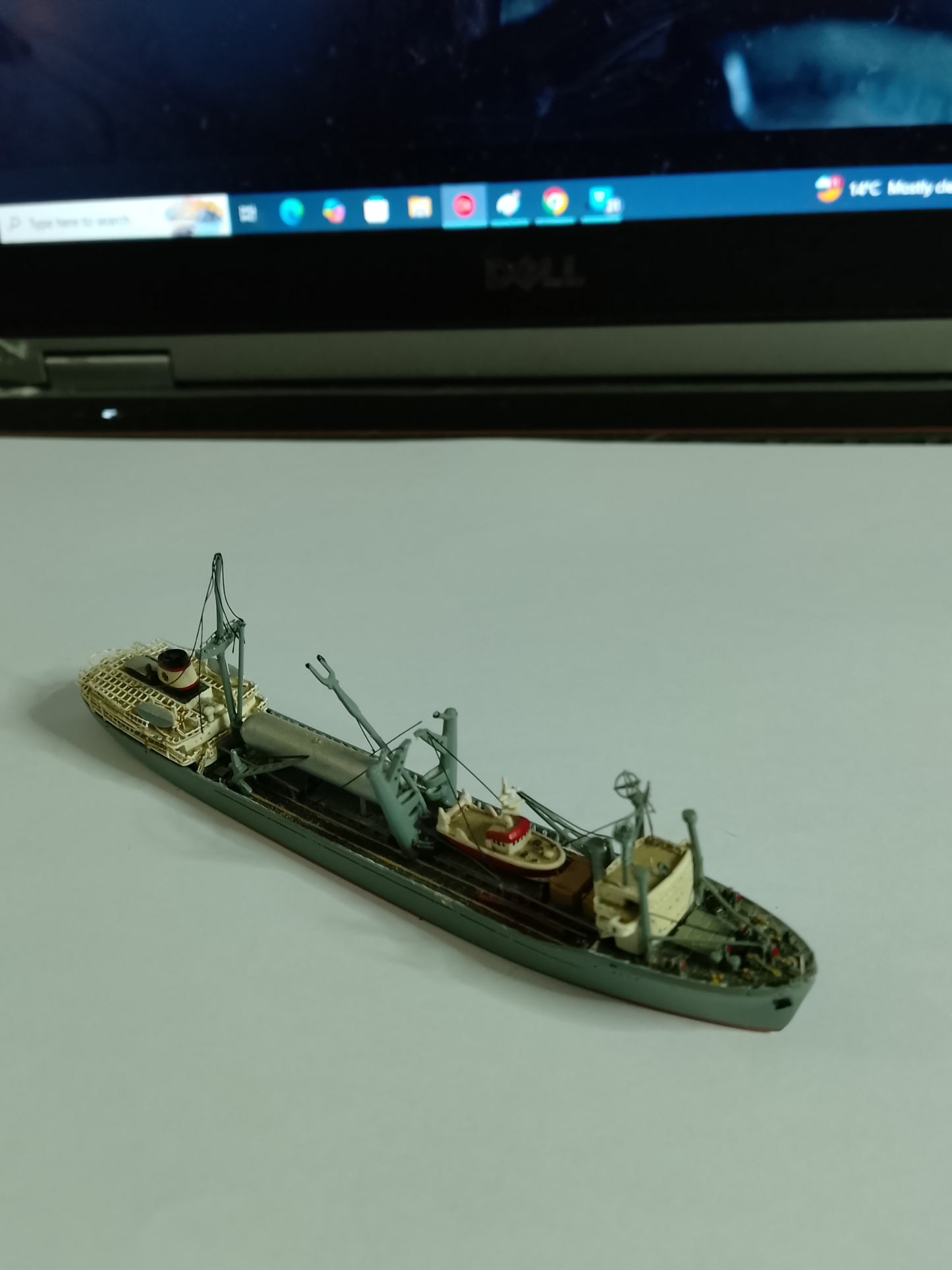 Carat 1:1250 080  waterline white metal 1962 Wildenfels German Freighter ship model loose nice rare