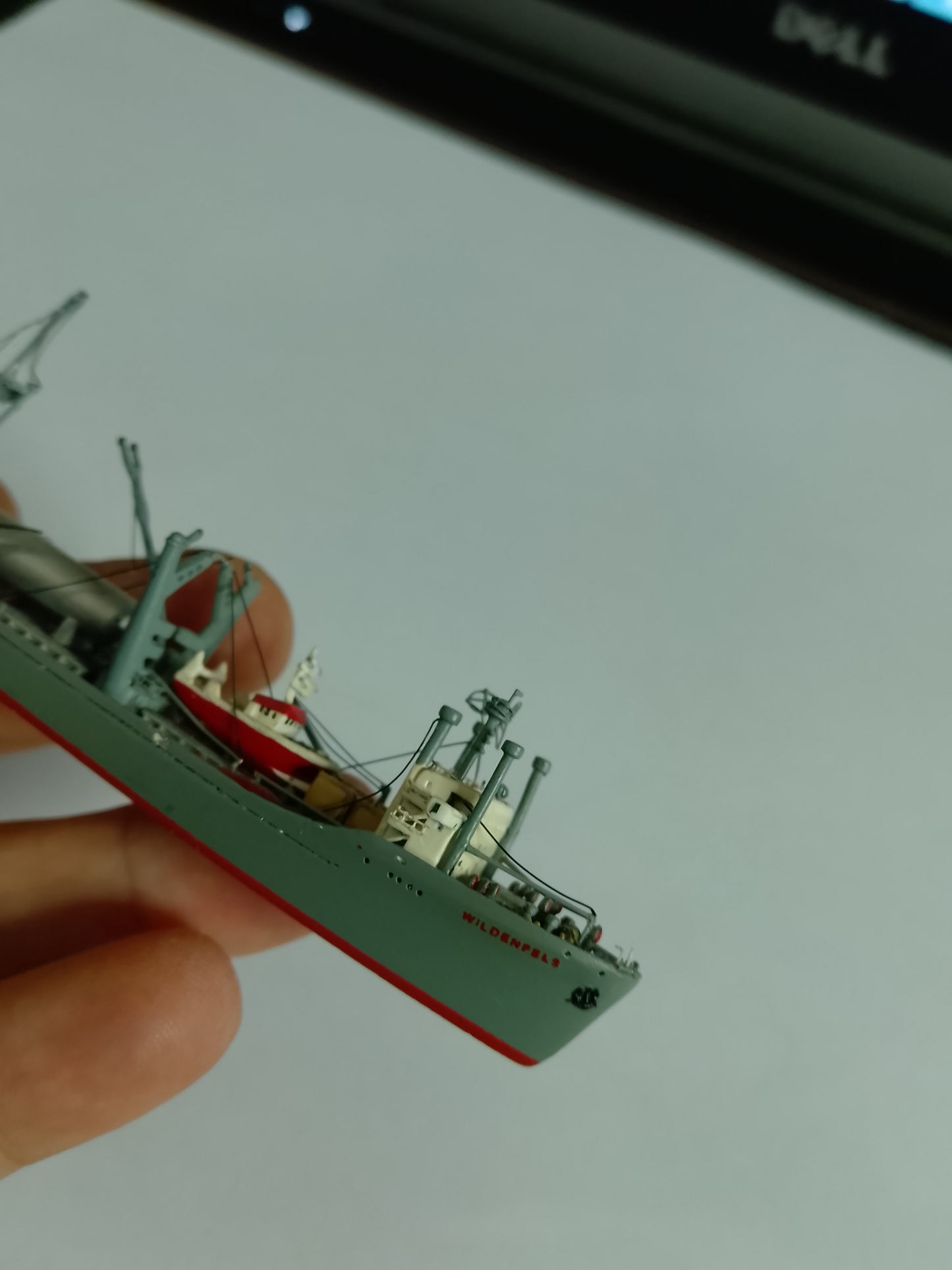 Carat 1:1250 080  waterline white metal 1962 Wildenfels German Freighter ship model loose nice rare