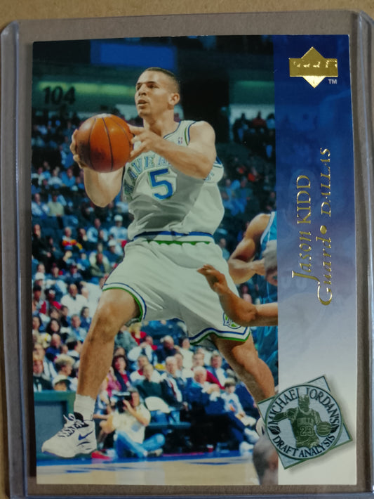 Jason Kidd 1995 Upper-Deck jordans draft analysis RC #186 NBA Basketball Dallas Mavericks VGC