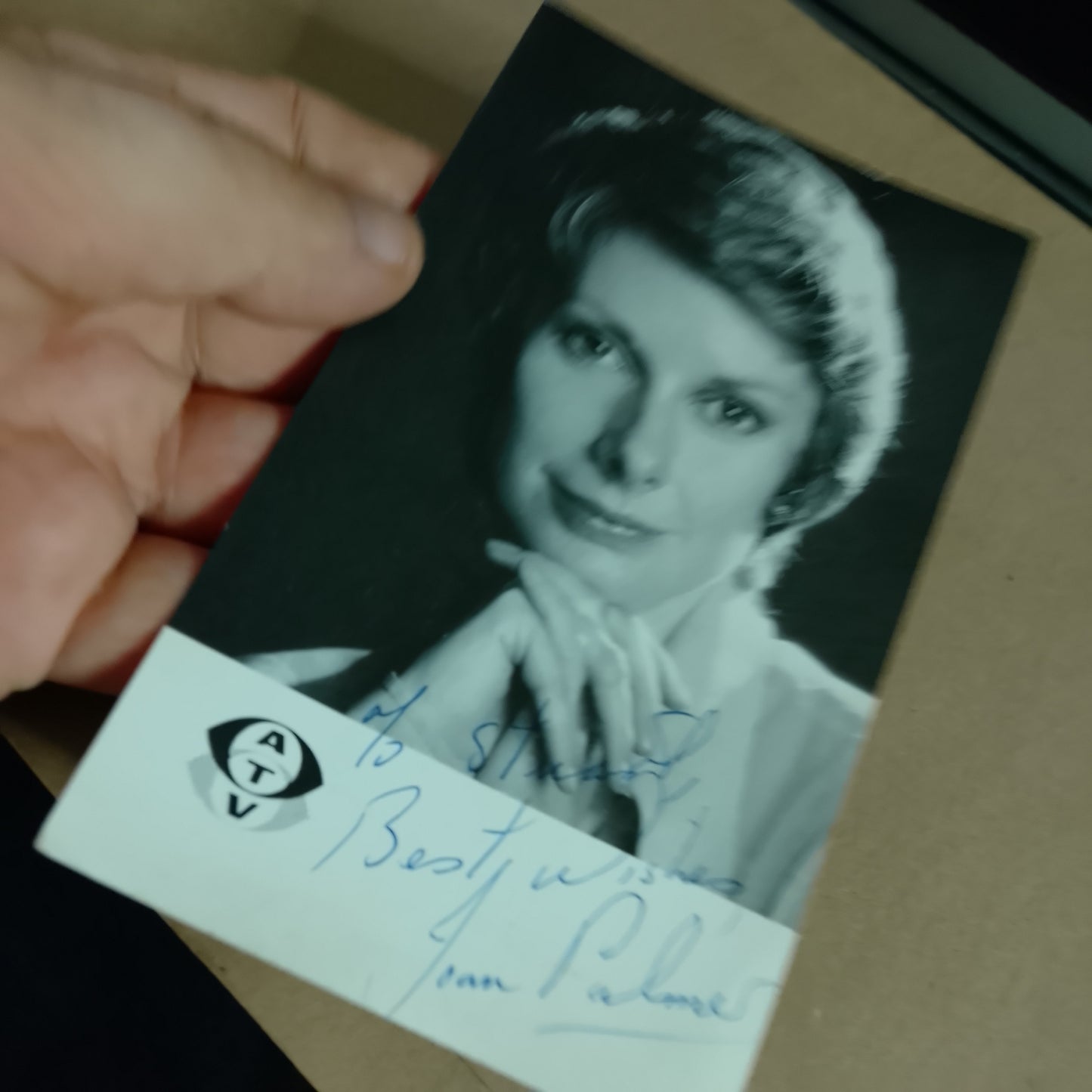 Joan Palmer ATV Television Autograph on studio card
