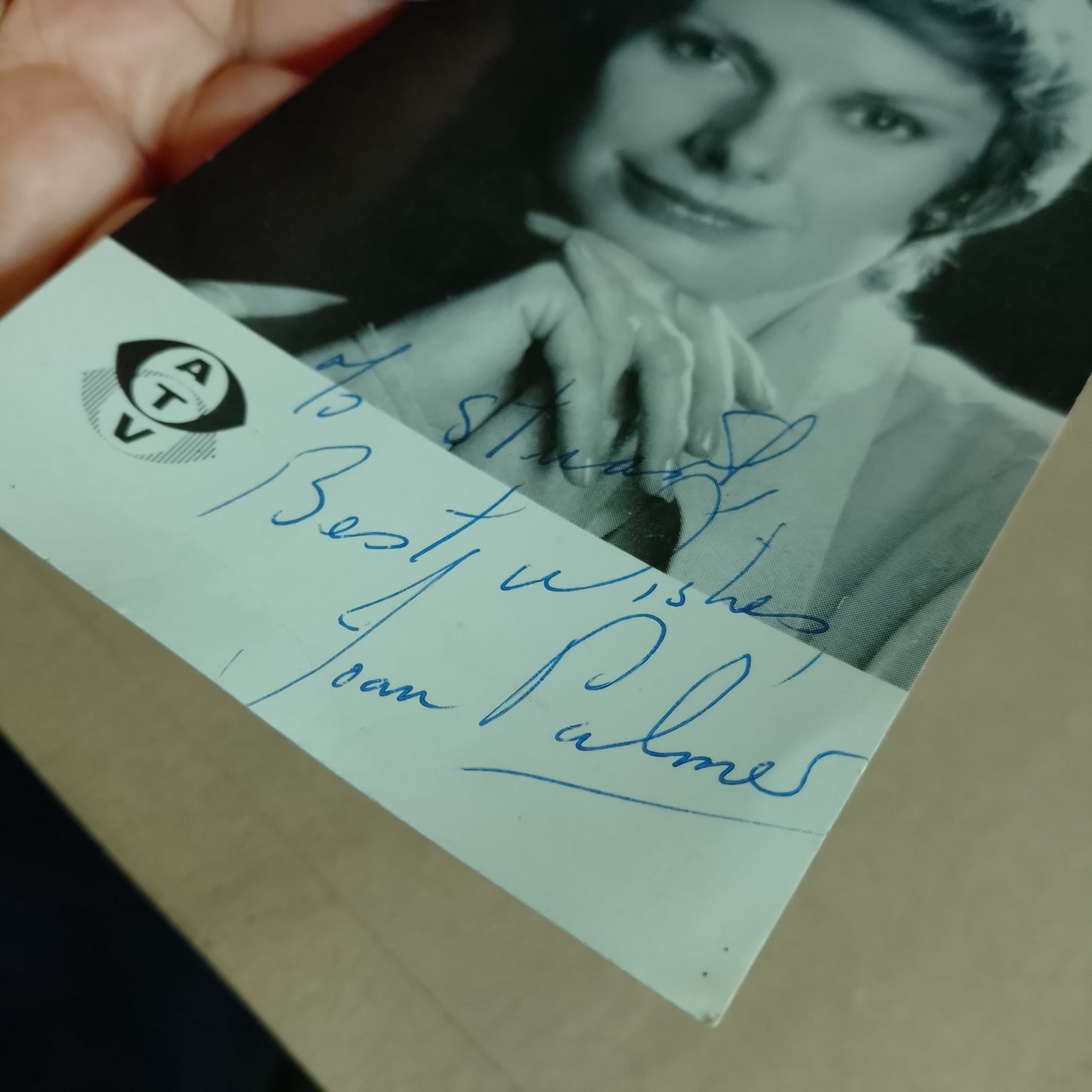 Joan Palmer ATV Television Autograph on studio card