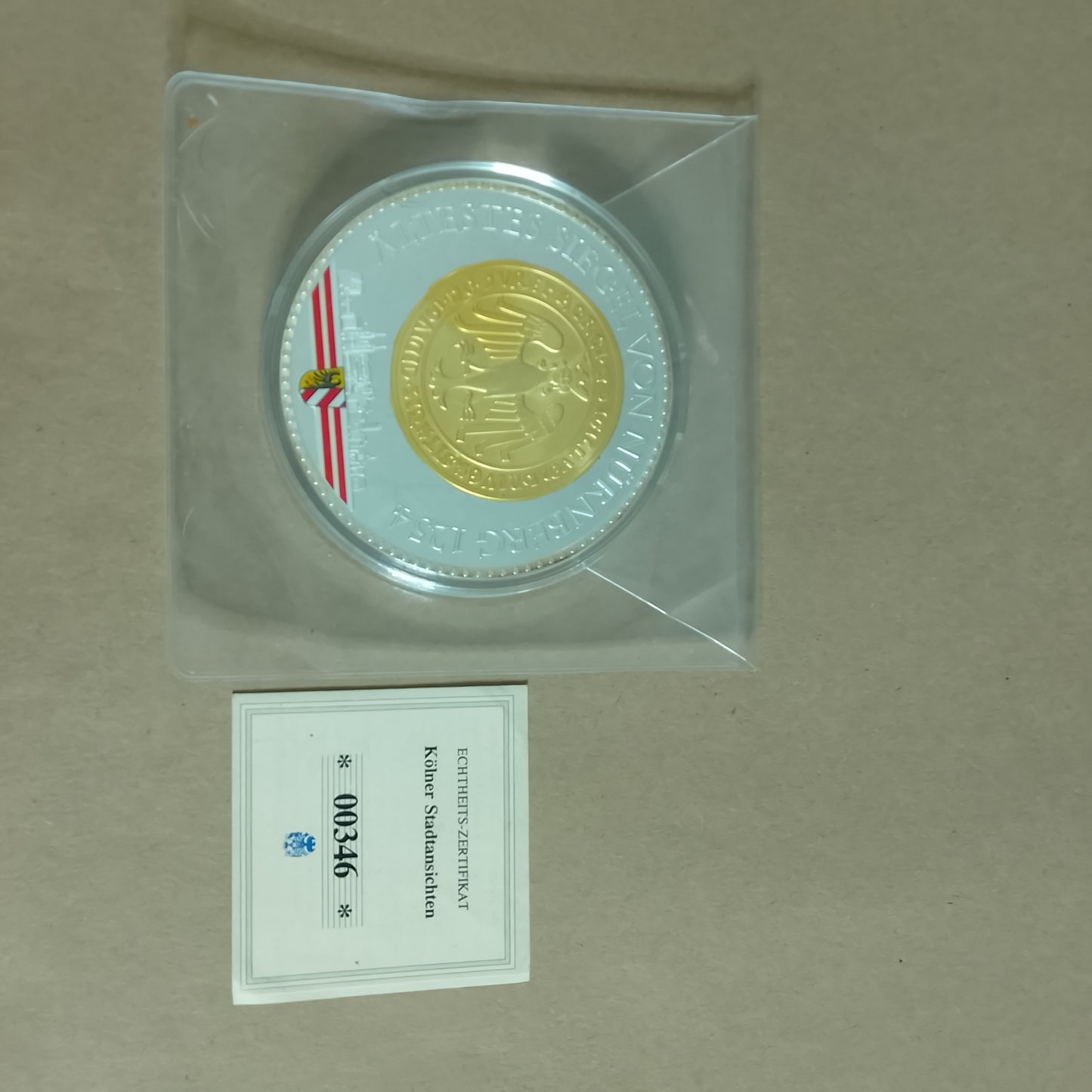 Nuremberg 1254 commerative silver plated oldest seal giant coin in capsule 70mm 137g 2012