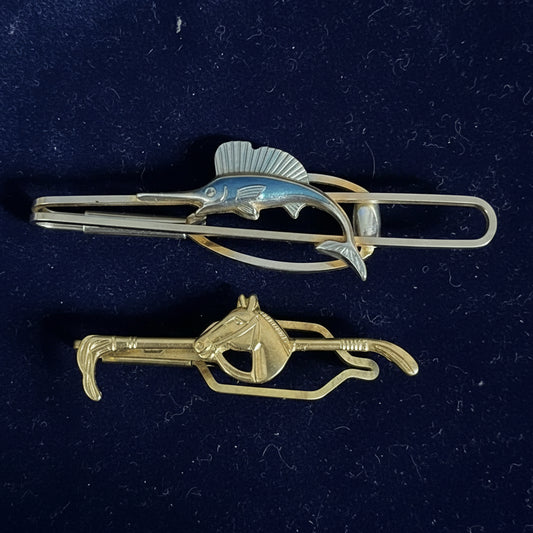Tie pins retro menswear stratton fish slide & Sophor Horse pin nice classic metal accessories