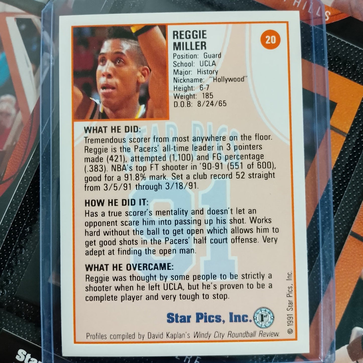 Reggie Miller  1991 star pics Flashback  #20 NBA Basketball UCLA superb Sleeved