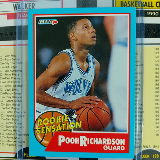 Pooh Richardson 1990 Fleer rookie sensation 6 of 10 NBA Basketball Minnesota Timberwolves excellent Sleeved