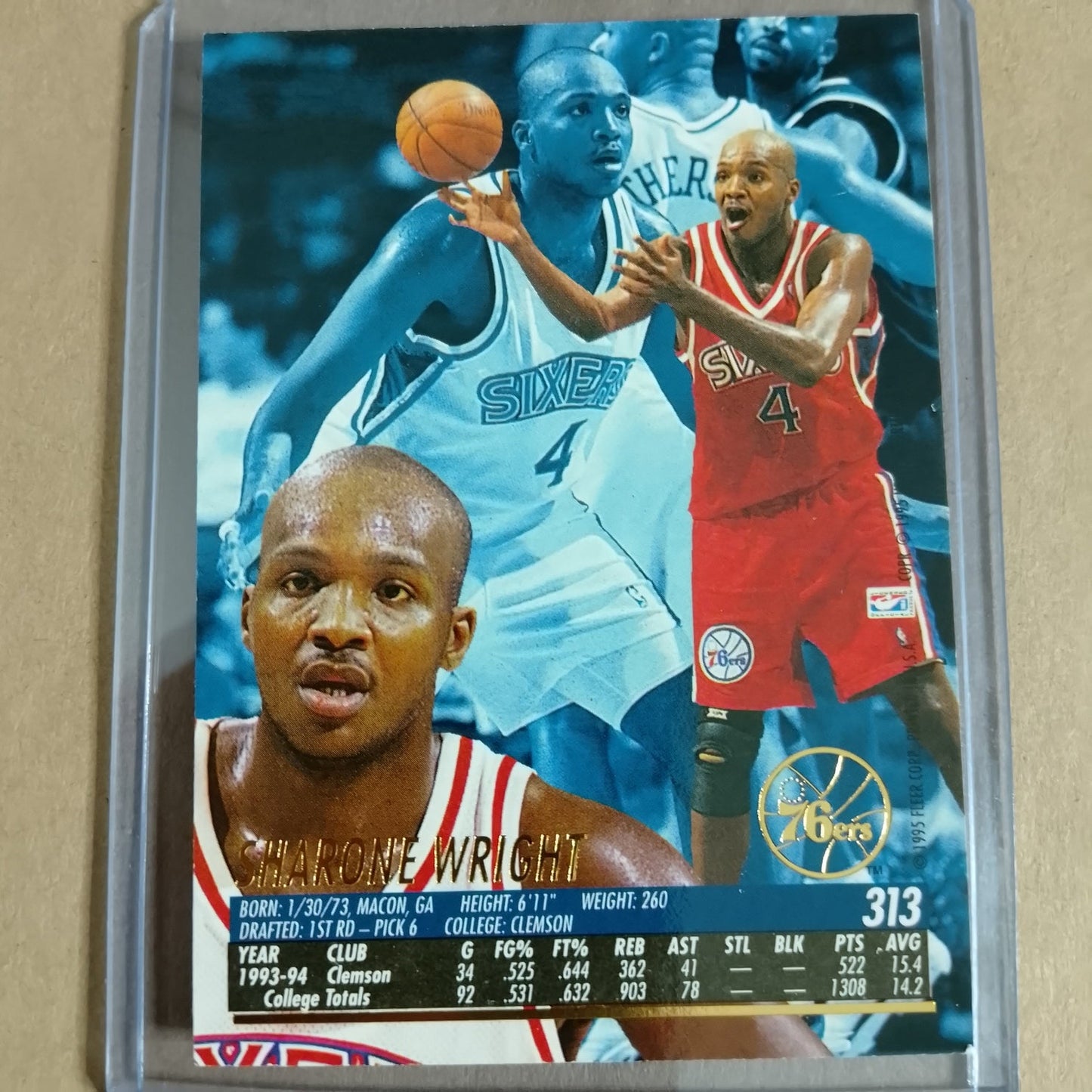 Sharone Wright 1995 Fleer Ultra 94-95 Rookie RC #313 NBA Philadelphia 76ers VGC +excellent
