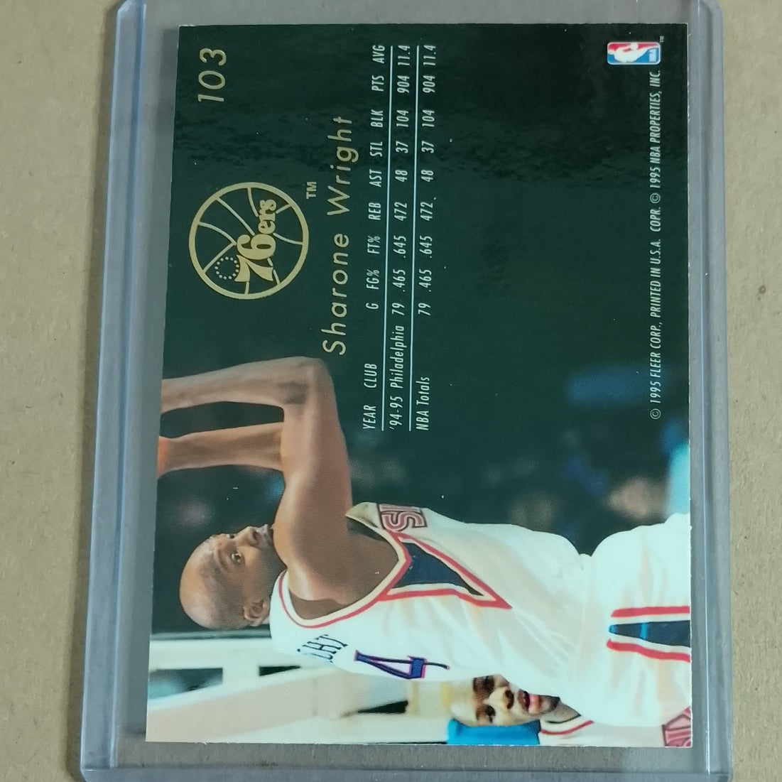 Sharone Wright 1995 Fleer Flair  #103 NBA Philadelphia 76ers excellent