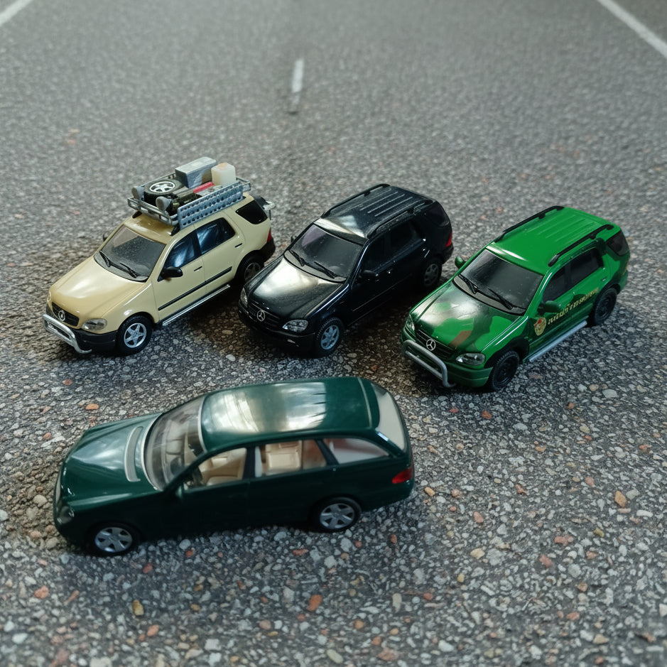 Busch 1:87 Mercedes collection of M CLASS 4x4 vehicles + E CLASS Estate different variants
