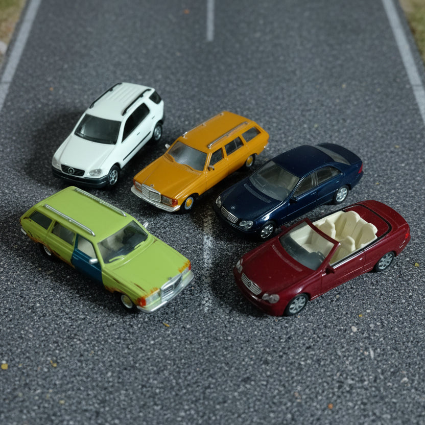 Busch 1:87 Mercedes w123 + newer models cars x5 loose vgc detailed plastic