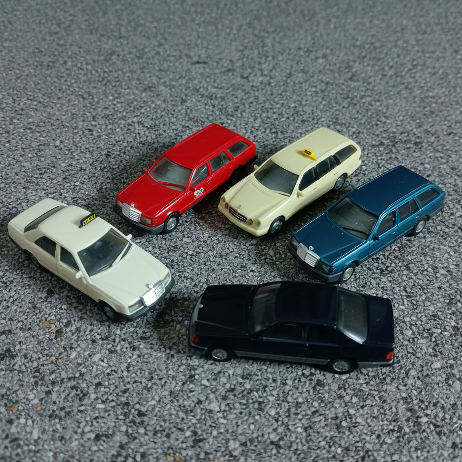 Herpa 1:87 Mercedes 90's era taxi's etc cars x5 loose vgc detailed plastic