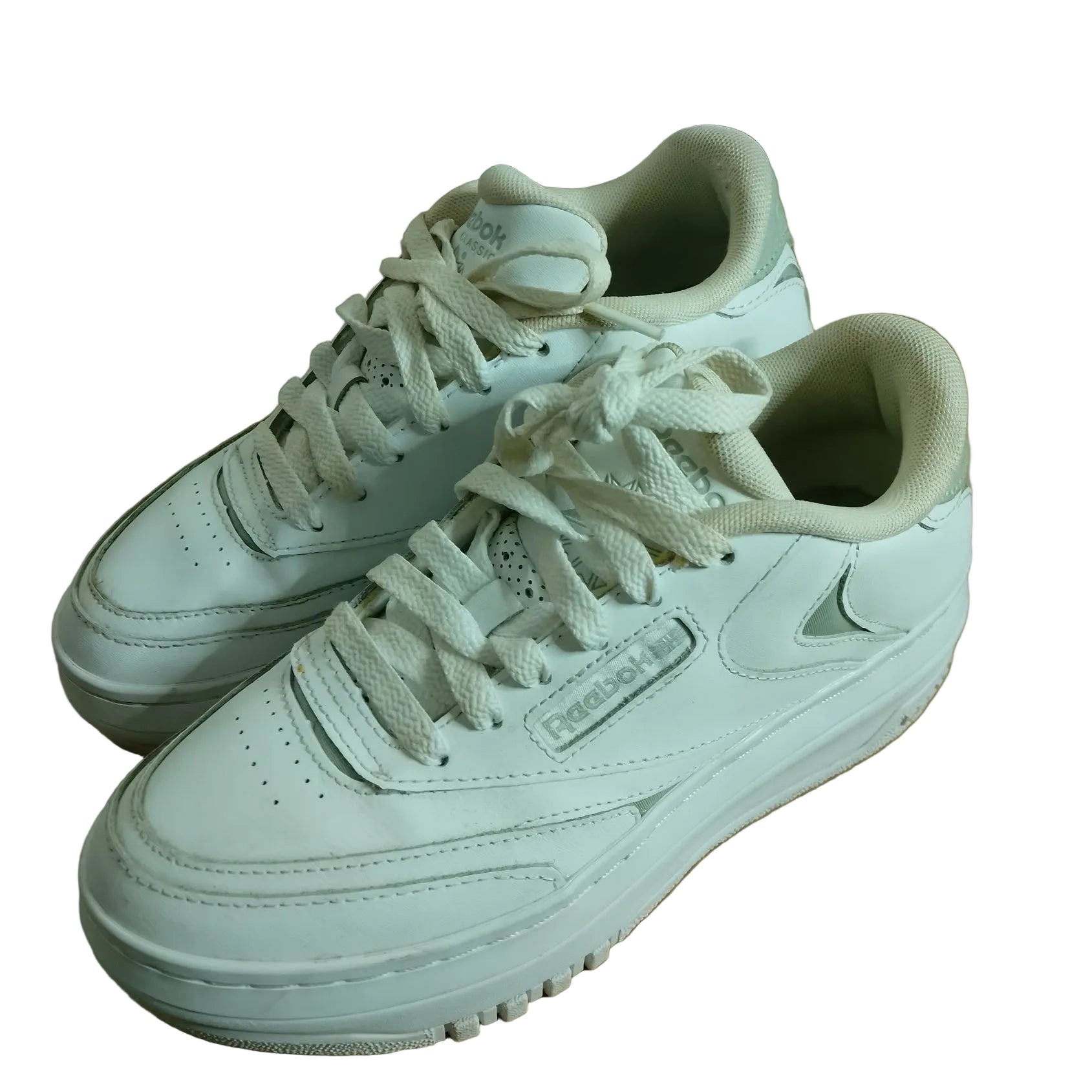 Reebok Club C Platform womens white size 4 uk Trainers pre-loved VGC my daughters i bought her