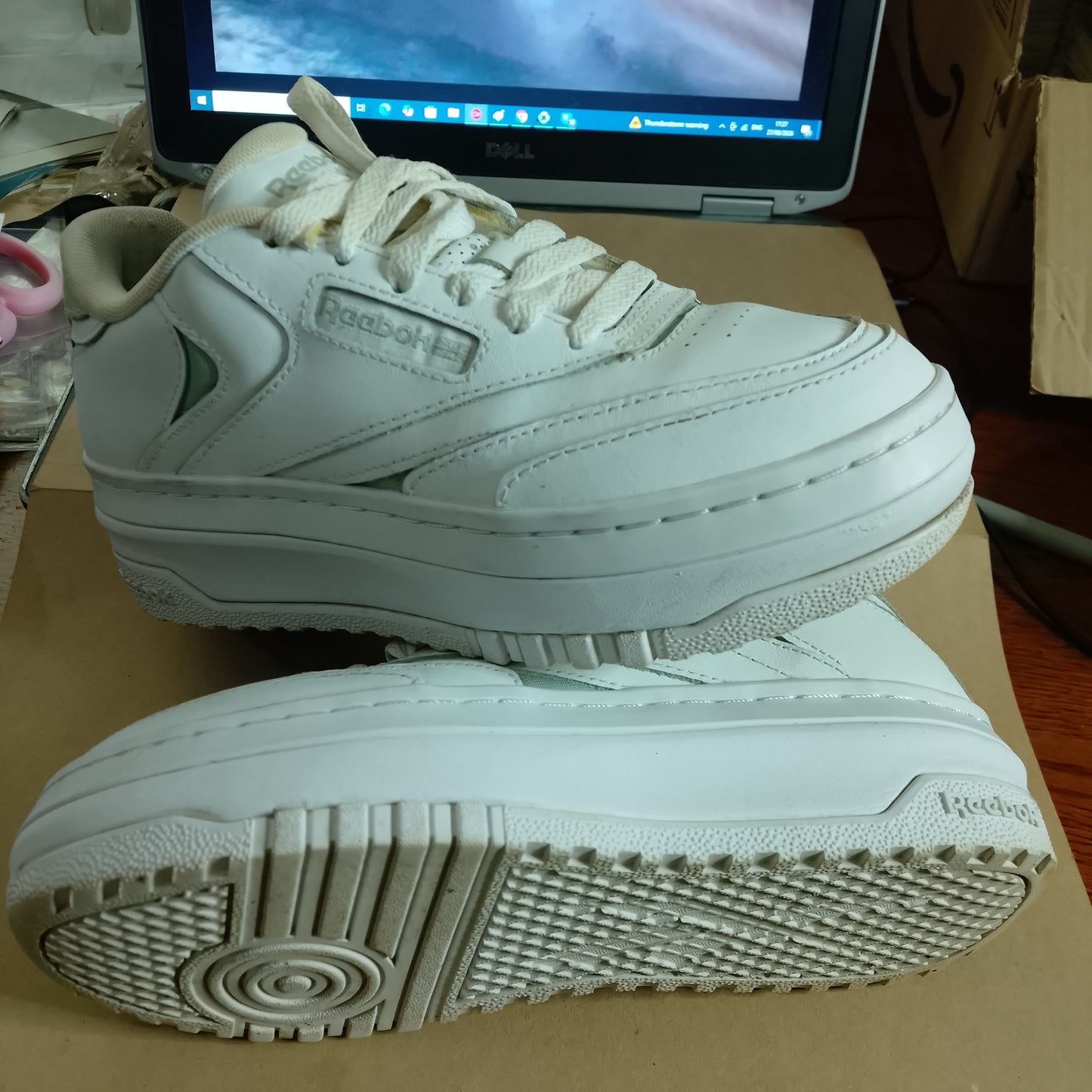 Reebok Club C Platform womens white size 4 uk Trainers pre-loved VGC my daughters i bought her.