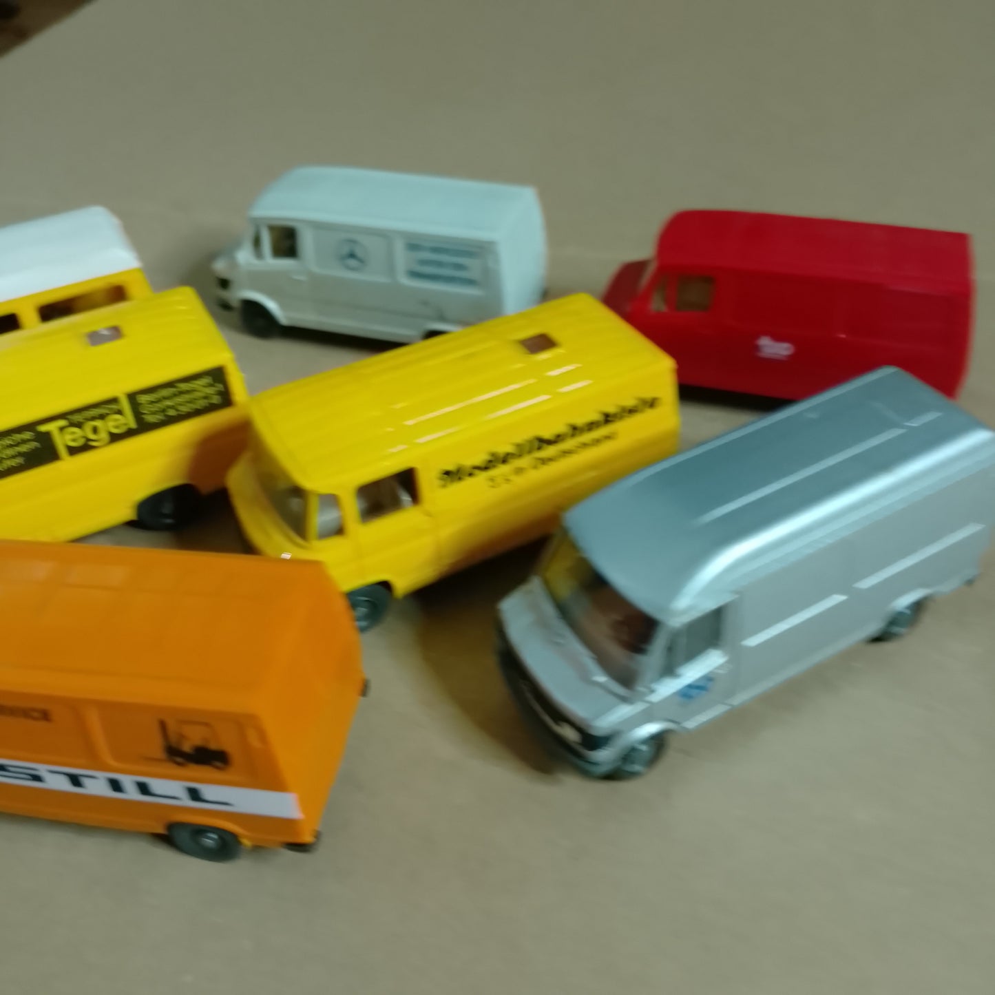 Wiking 1:87 collection of Mercedes classic 70's 80's vans x7 plastic models vgc