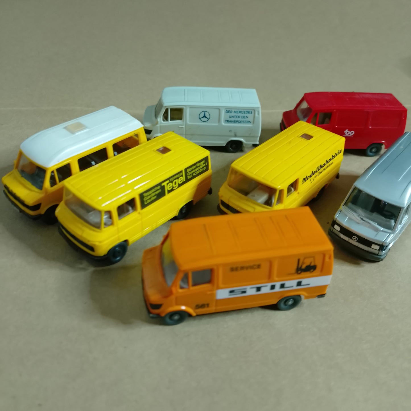 Wiking 1:87 collection of Mercedes classic 70's 80's vans x7 plastic models vgc
