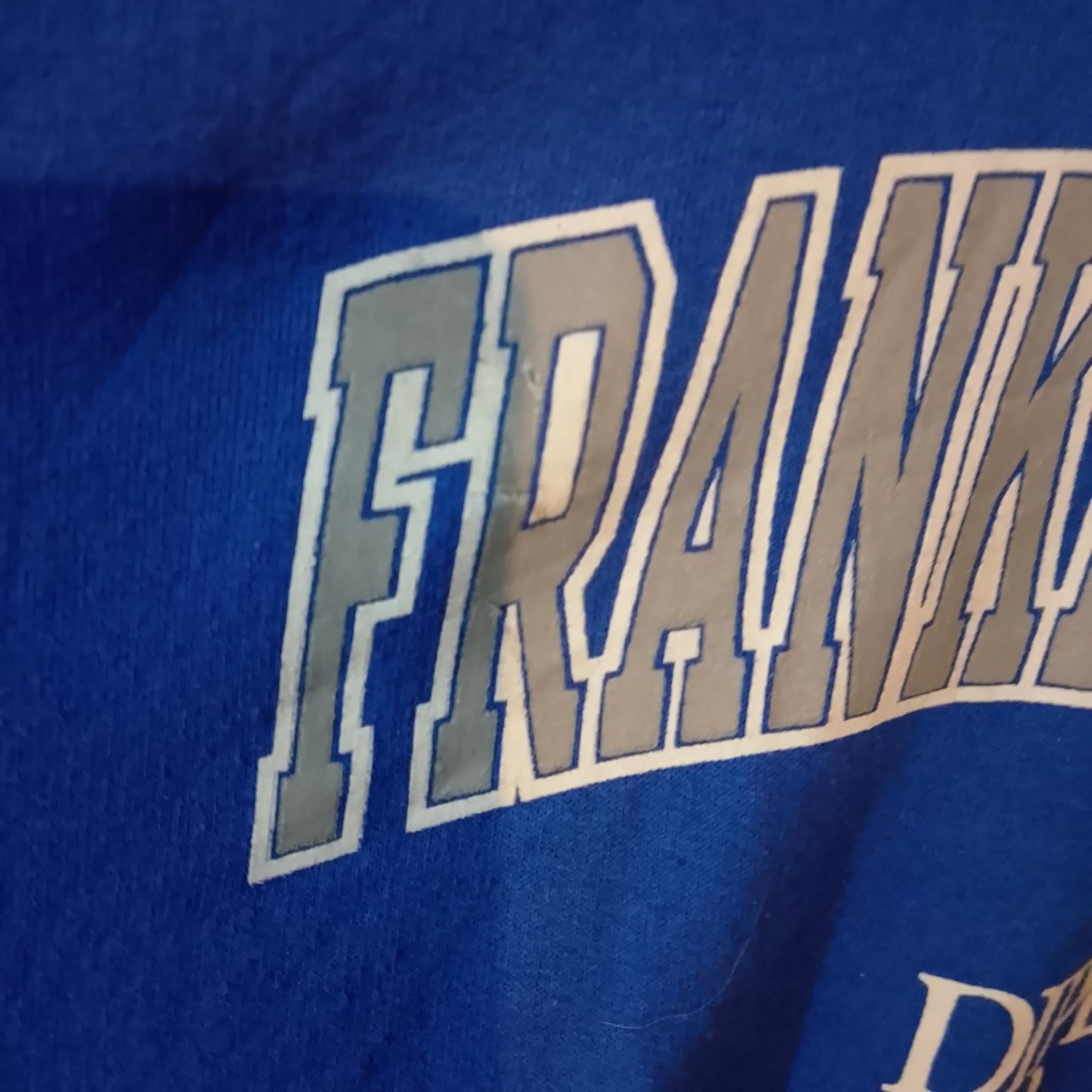 Champion Retro medium blue hoodie jumper Franklin & Marshall Diplomats football USA Import
