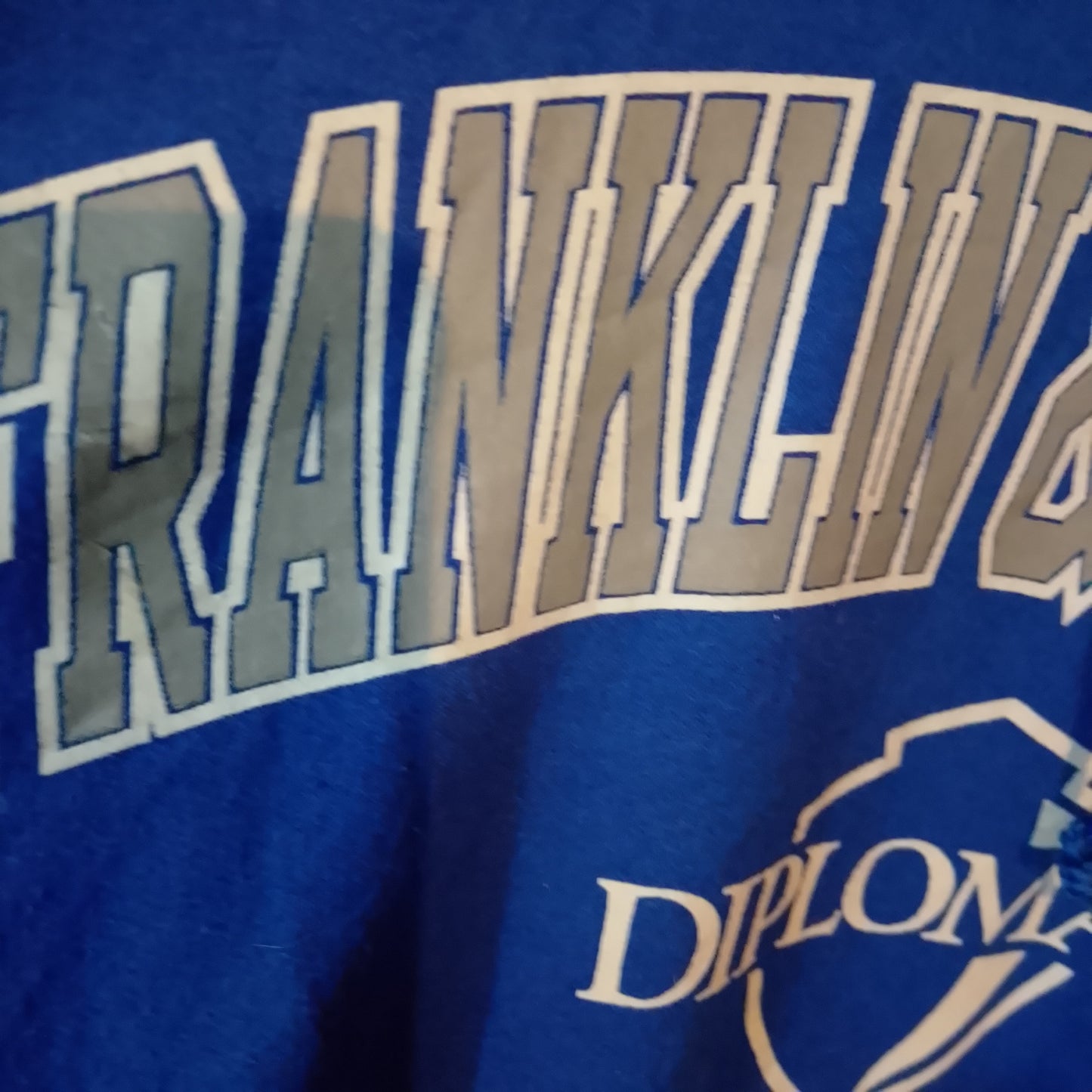 Champion Retro medium blue hoodie jumper Franklin & Marshall Diplomats football USA Import